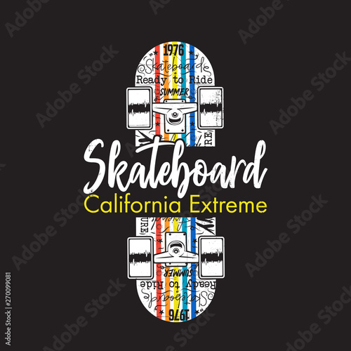 california skateboard extreme colorful poster distressed kids apparel ride a skate