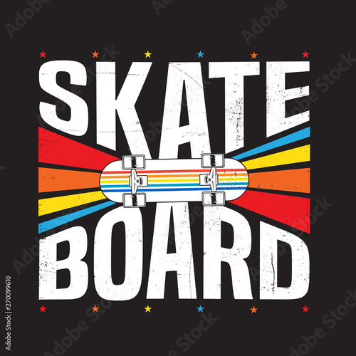 skate board colorful poster graphic shirt kids apparel distressed