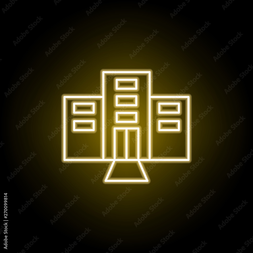 hotel icon in neon style. Element of travel illustration. Signs and symbols can be used for web, logo, mobile app, UI, UX hotel icon in neon style. Element of travel illustration. Signs and symbols can be used for web, logo, mobile app, UI, UX