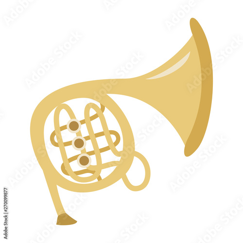 French horn on the white background.