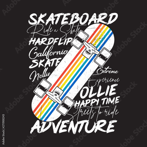 skateboard colorful poster distressed kids apparel adventure design