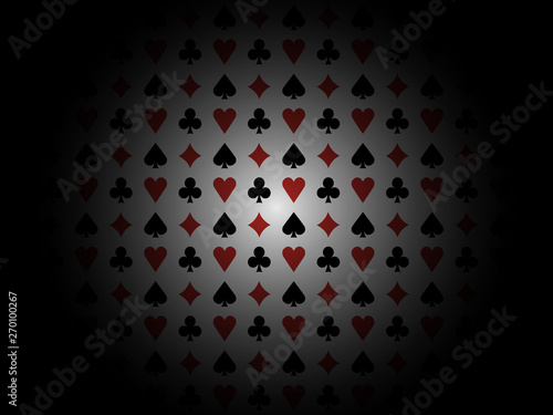 Card suits pattern shadow center red black