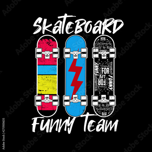 skateboard kids apparel graphic tee poster distressed fun textile clothing