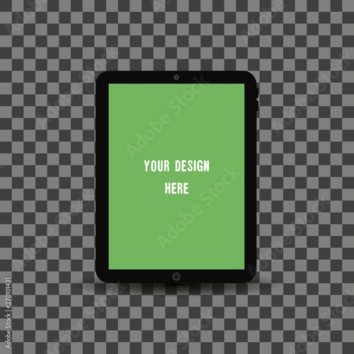 Tablet, ipad screen with green screen.