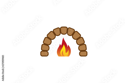 Creative Traditional Oven Fire Logo Design Symbol Vector Illustration