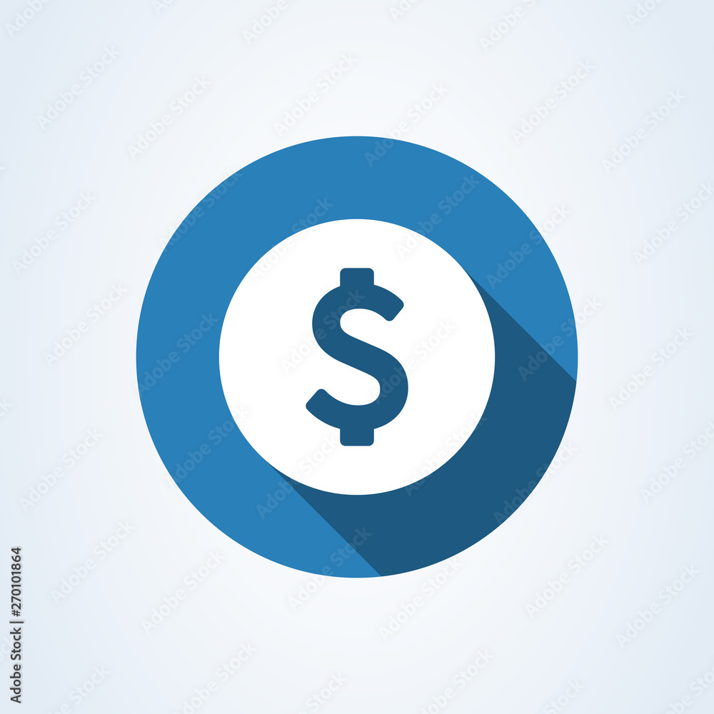 Coin dollar. Flat style. illustration icon isolated on white background. Coin dollar. Flat style. illustration icon isolated on white background.