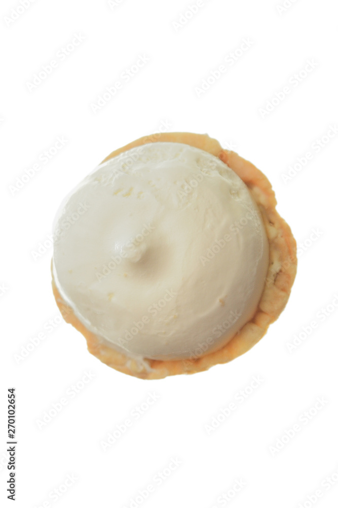 Vanilla ice cream in waffle cup isolated on white Vanilla ice cream in waffle cup isolated on white