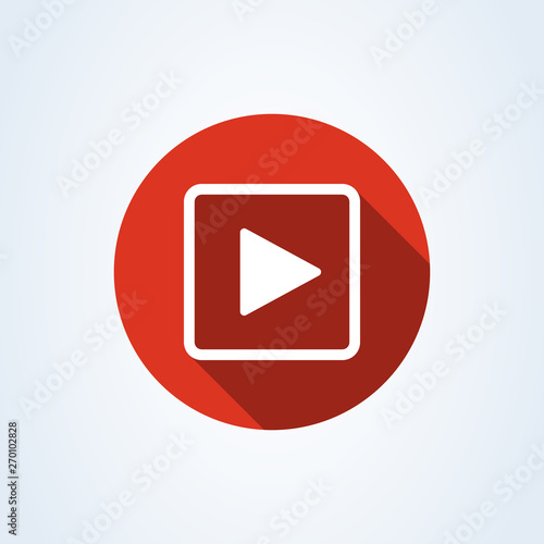 play button square. flat style. illustration icon isolated on white background.
