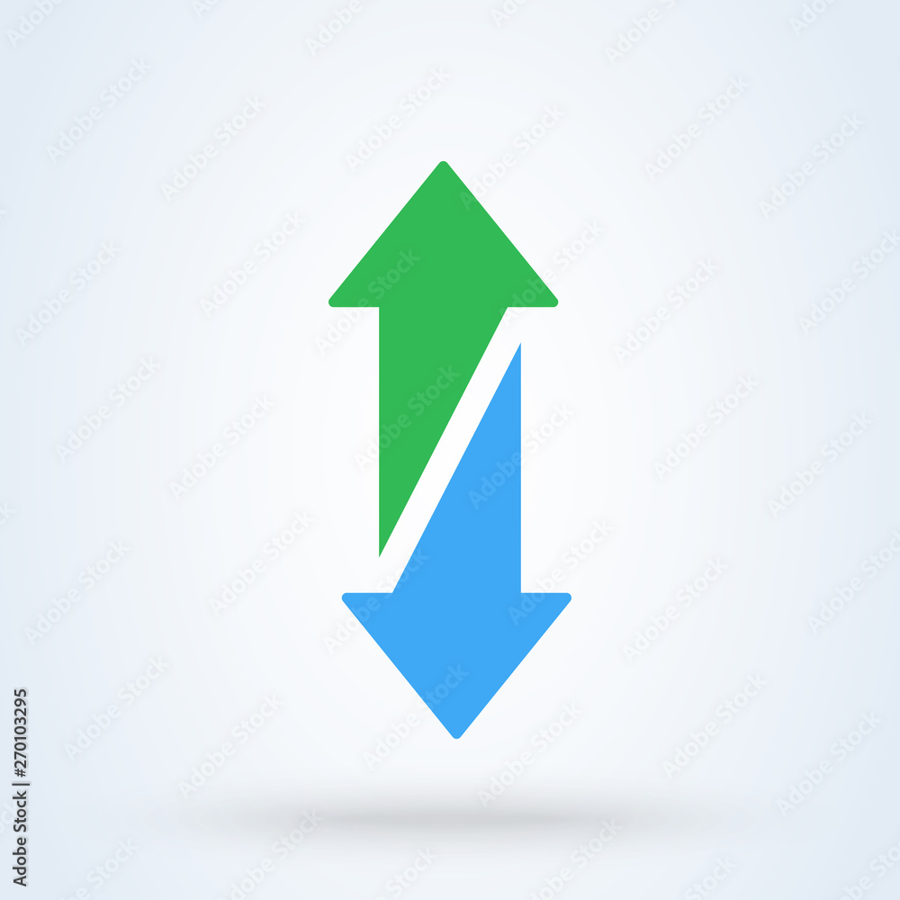 Up and down arrow flat style. illustration icon isolated on white background. Up and down arrow flat style. illustration icon isolated on white background.