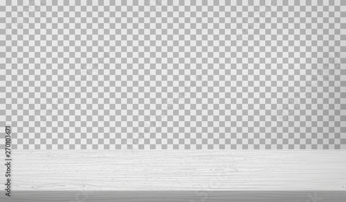 Empty white table surfece next to squared wall