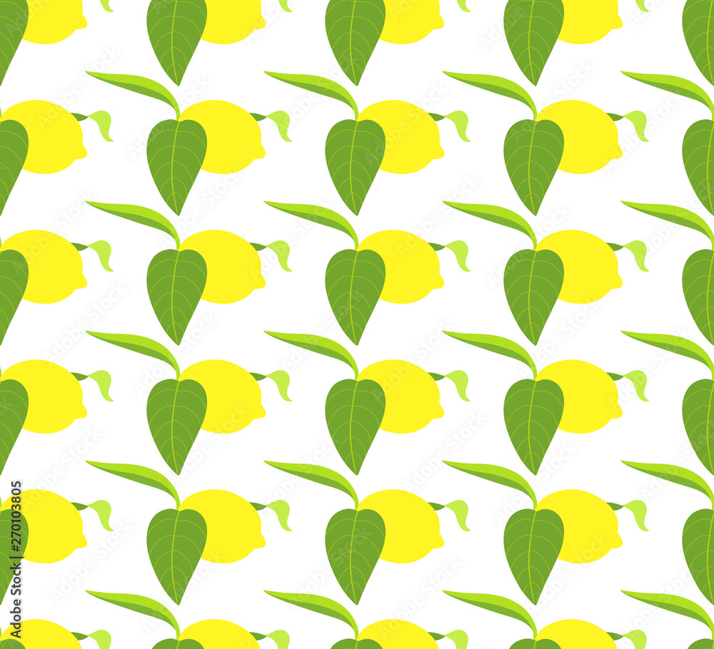 seamless pattern with lemons and leaves on white background seamless pattern with lemons and leaves on white background