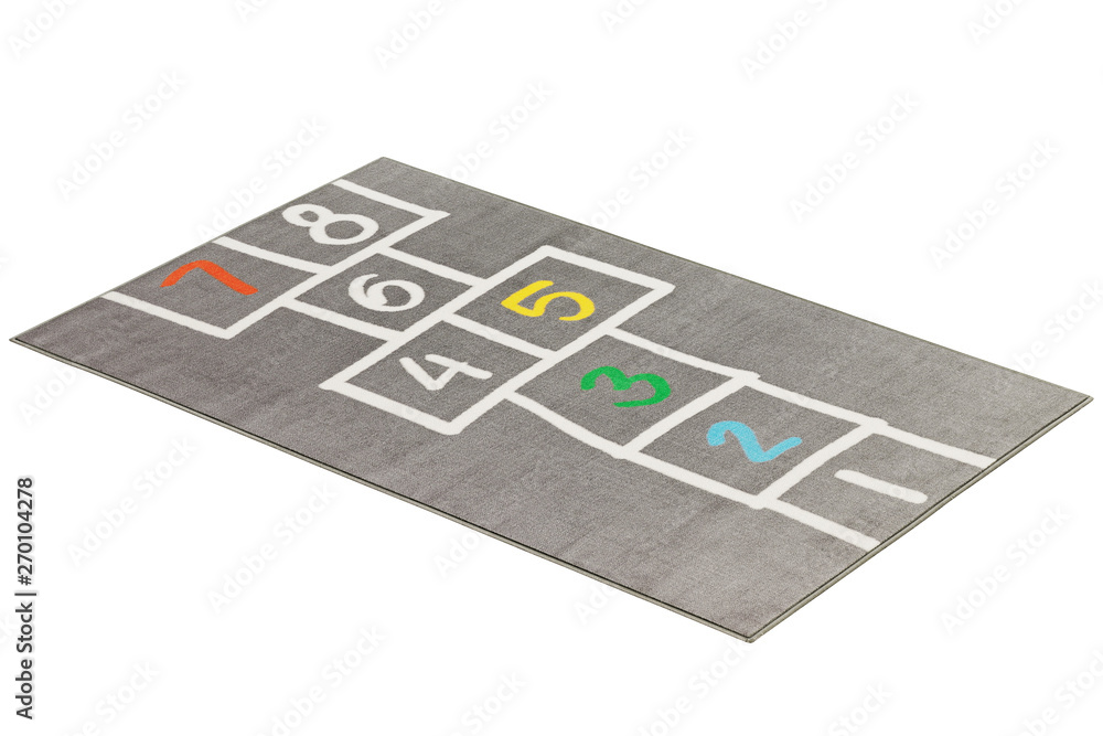 Modern rectangular gray rug with a hopscotch pattern. 3d render Modern rectangular gray rug with a hopscotch pattern. 3d render