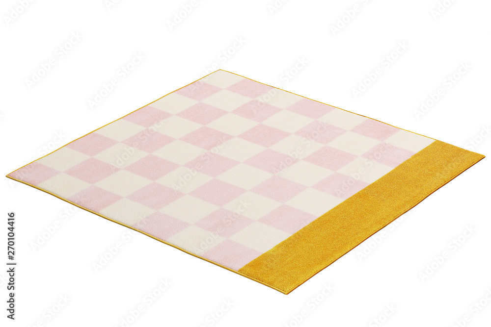 Modern rectangular pink and yellow rug with a checked pattern. 3d render Modern rectangular pink and yellow rug with a checked pattern. 3d render