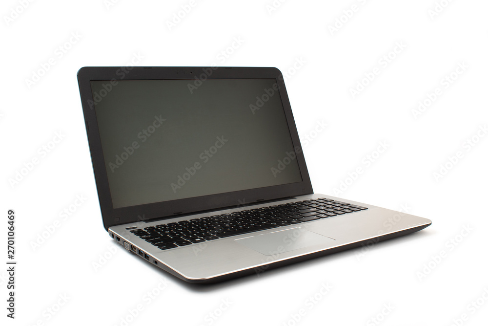 Black and silver computer isolated on white background. Black and silver computer isolated on white background.