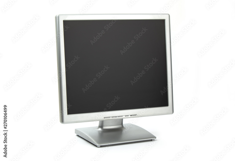 Silver monitor isolated on white background. Silver monitor isolated on white background.