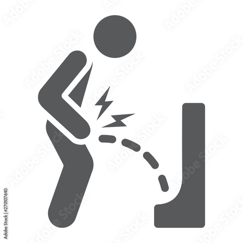 Urine pain glyph icon, body and painful, bladder ache sign, vector graphics, a solid pattern on a white background.