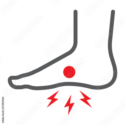 Foot pain line icon, body and painful, feet ache sign, vector graphics, a linear pattern on a white background.
