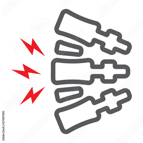 Spine pain line icon, body and painful, back ache sign, vector graphics, a linear pattern on a white background.