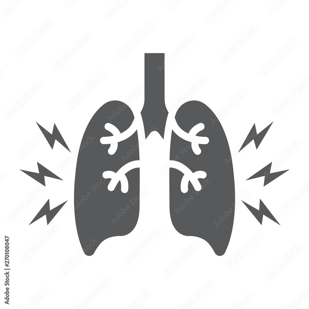 Lungs pain glyph icon, body and painful, lungs ache sign, vector graphics, a solid pattern on a white background. Lungs pain glyph icon, body and painful, lungs ache sign, vector graphics, a solid pattern on a white background.