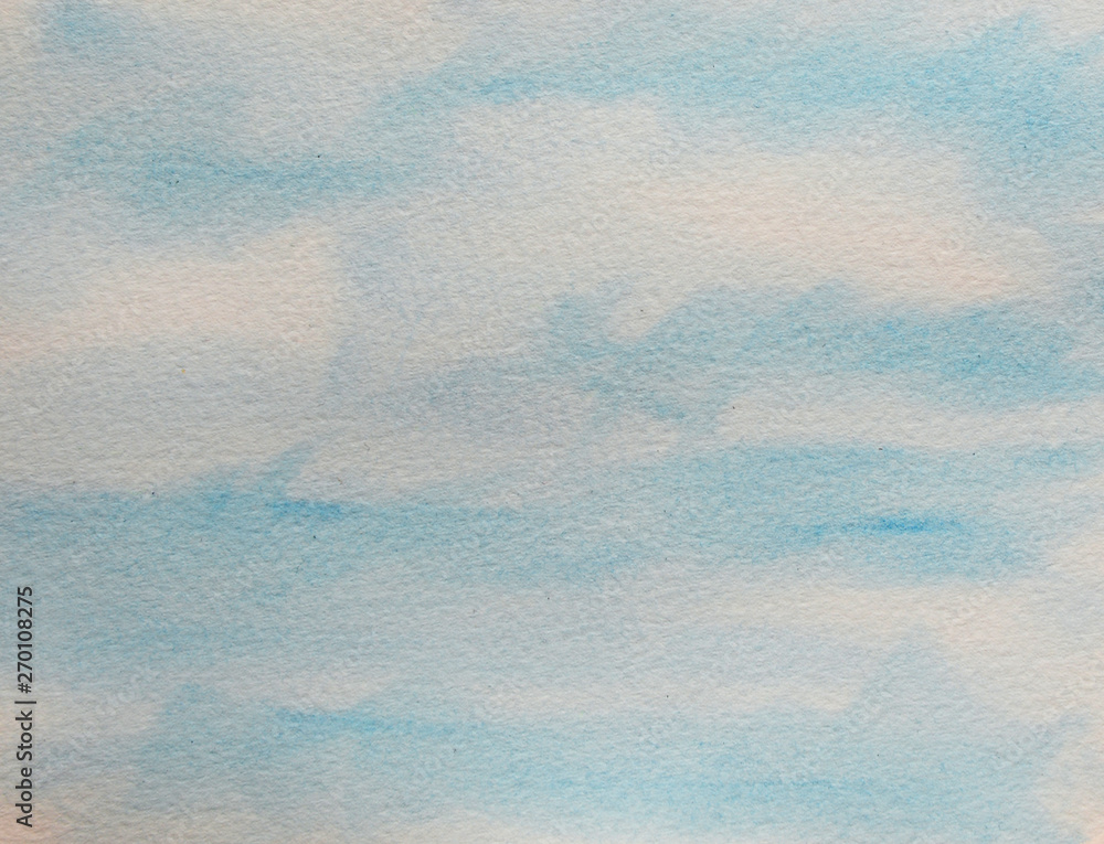 Obraz premium Abstract hand painted blue watercolor splash on white paper background. Blue brush strokes background design isolated - Illustration