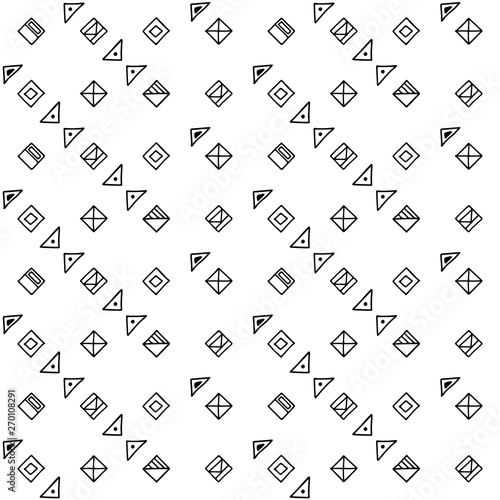 Seamless vector pattern, black and white symmetric geometric ethnic background Print for decor, wallpaper, packaging, wrapping, fabric. graphic design. Doodle style illystration photo