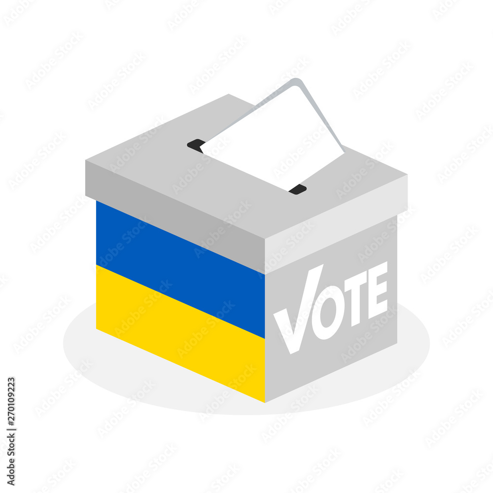 Election ballot box with a combination of the Ukrainian state flag Election ballot box with a combination of the Ukrainian state flag