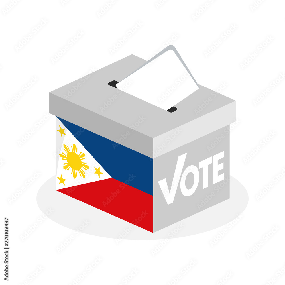 Election ballot box with a combination of Philippine state flags Election ballot box with a combination of Philippine state flags