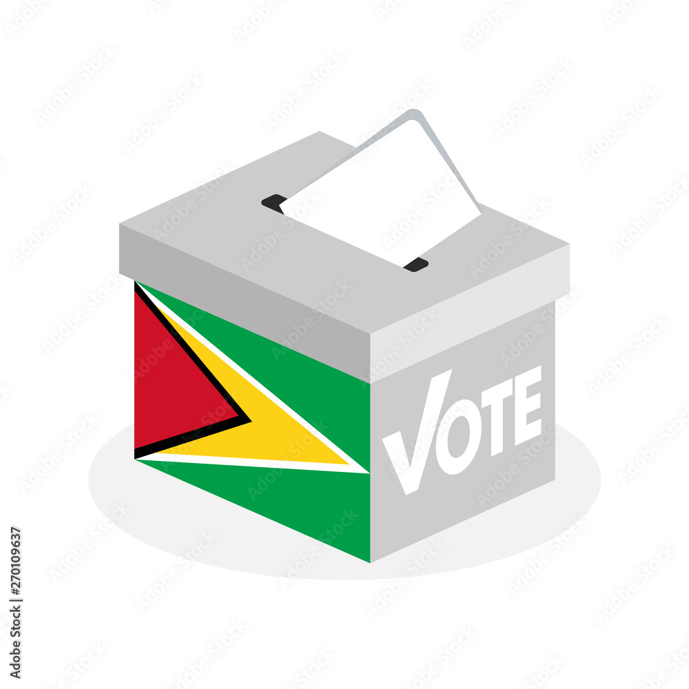 Election ballot box with a combination of Guyana country flags Election ballot box with a combination of Guyana country flags