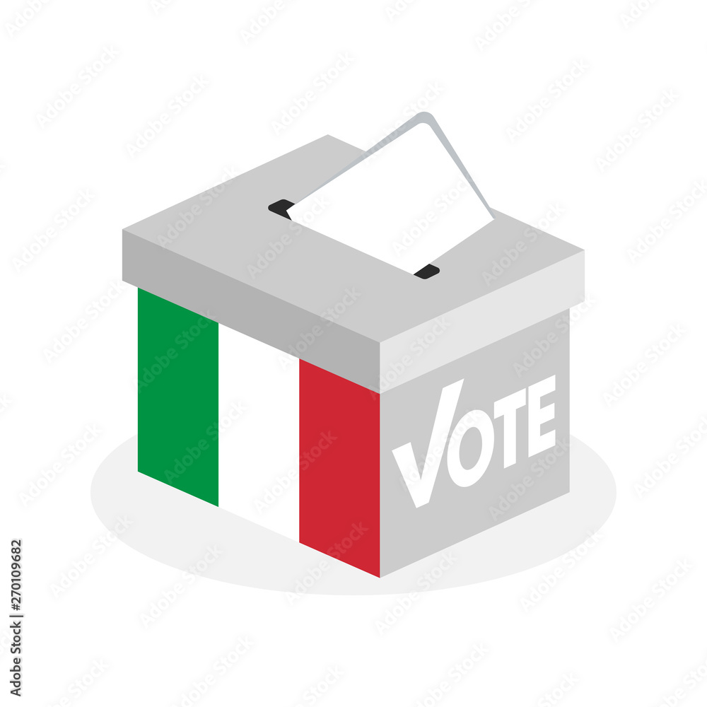 Election ballot box with a combination of Italian country flags Election ballot box with a combination of Italian country flags