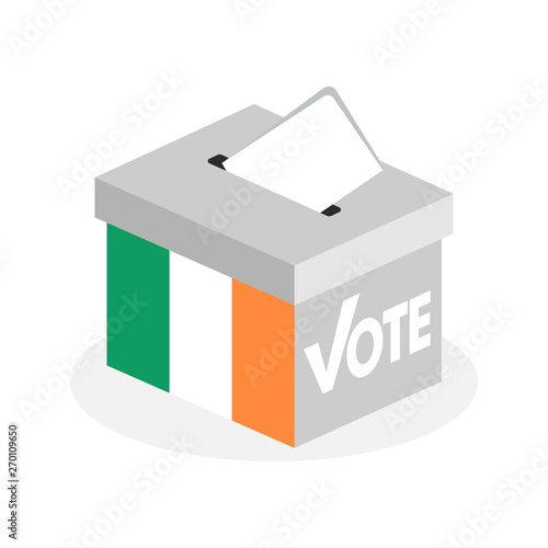 Election ballot box with a combination of Irish country flags