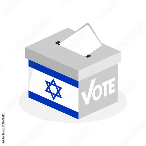 Election ballot box with a combination of Israeli state flags