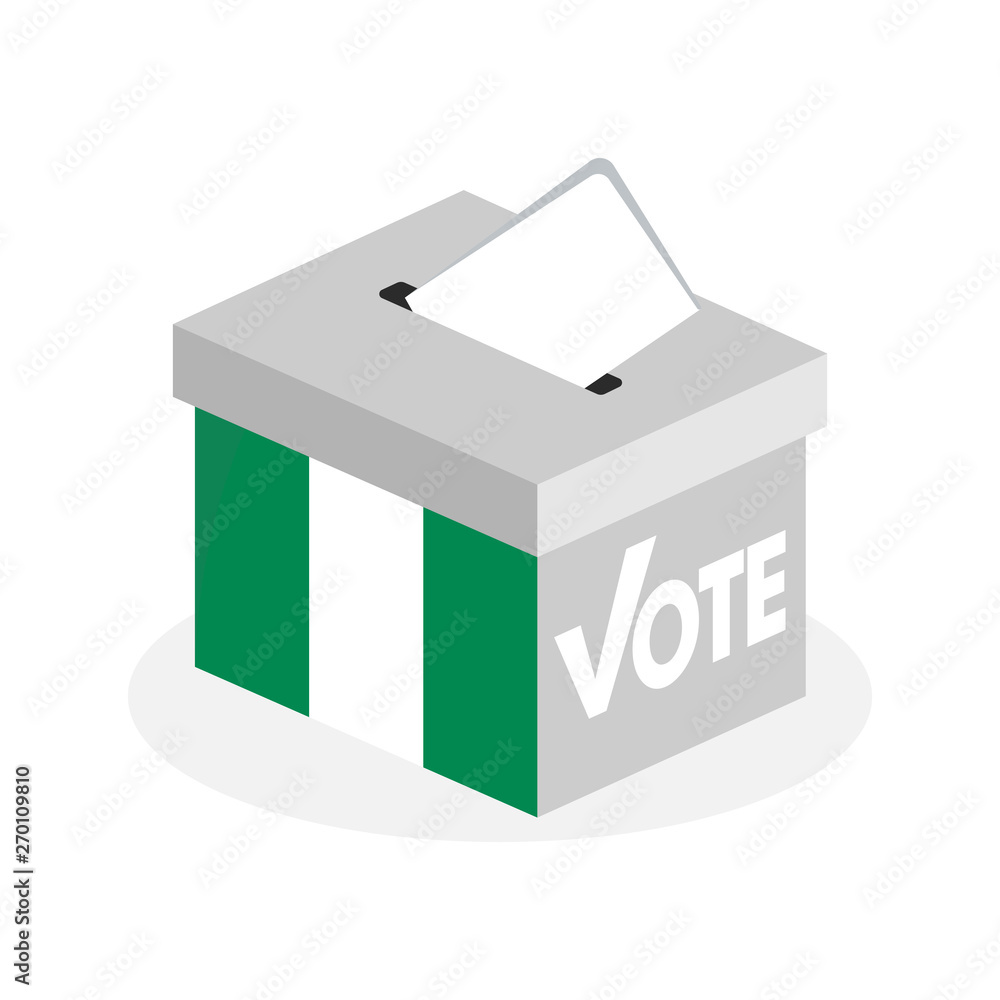 Election ballot box with a combination of Nigerian state flags Election ballot box with a combination of Nigerian state flags