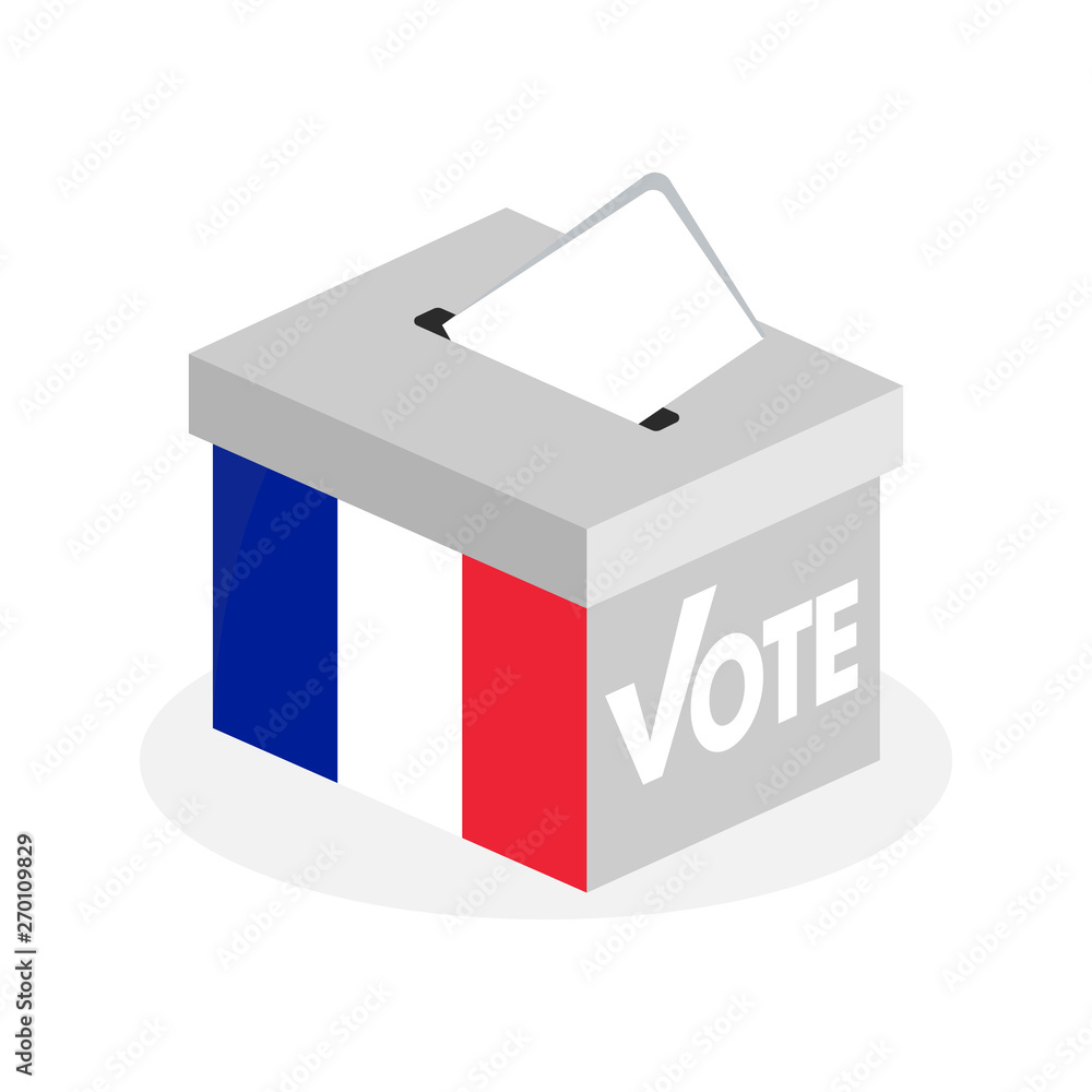 Election ballot box with a combination of French flags Election ballot box with a combination of French flags