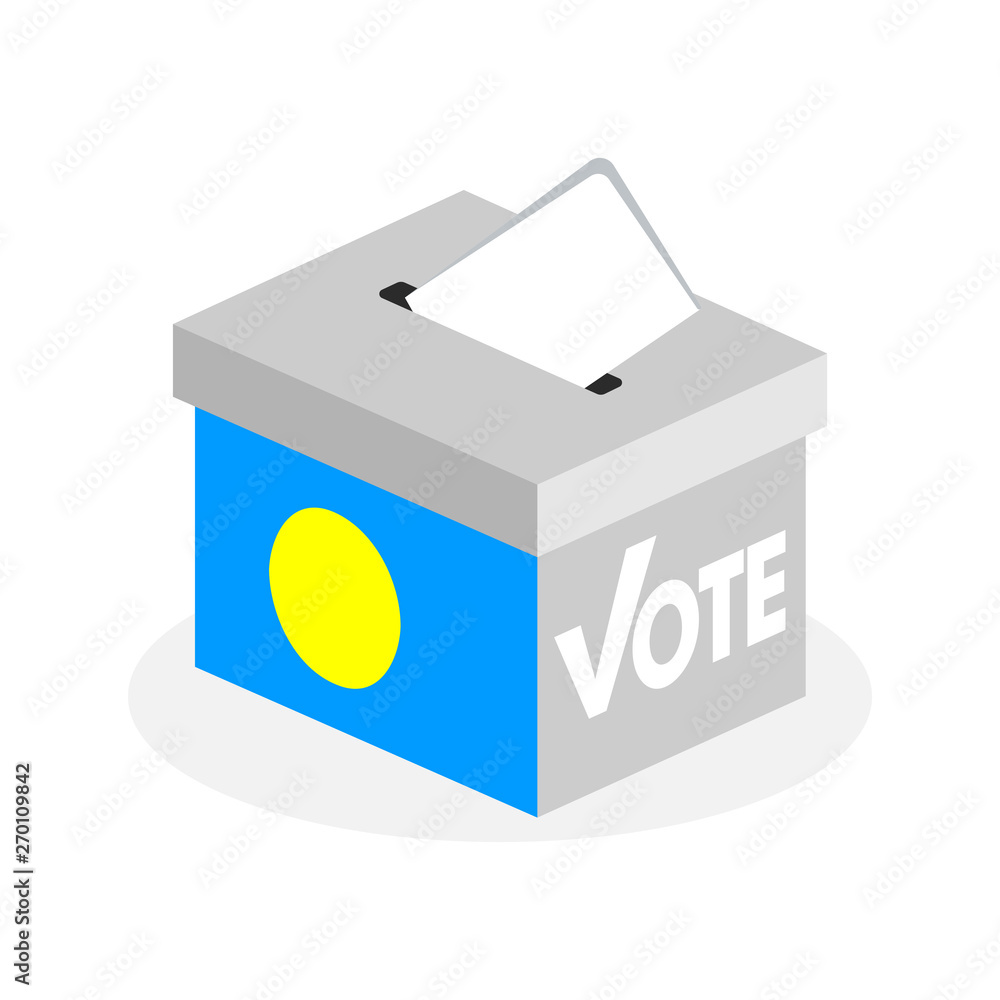 Election ballot box with a combination of the Palau country flag Election ballot box with a combination of the Palau country flag