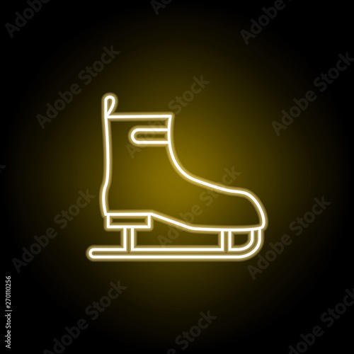 ice skates icon in neon style. Element of travel illustration. Signs and symbols can be used for web, logo, mobile app, UI, UX
