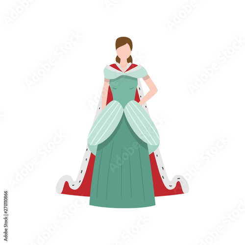 Cute elegant royal medieval princess with long dress