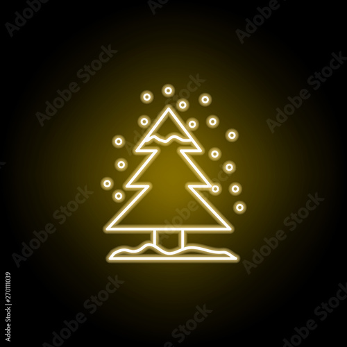 spruce and snow icon in neon style. Signs and symbols can be used for web  logo  mobile app  UI  UX