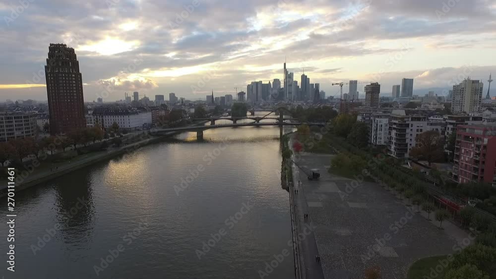 Beautiful sunset with a view of the skyline of Frankfurt, Germany. Beautiful sunset with a view of the skyline of Frankfurt, Germany.