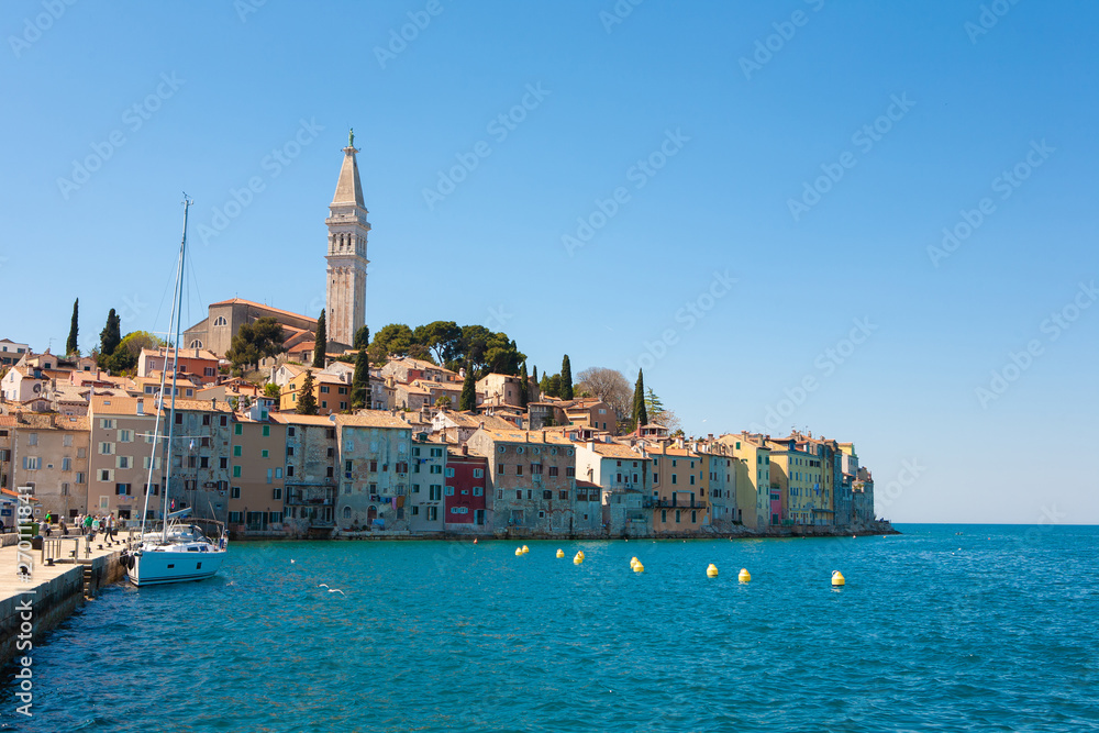 Rovinj, the romantic town in Croatia with the sea in the front.