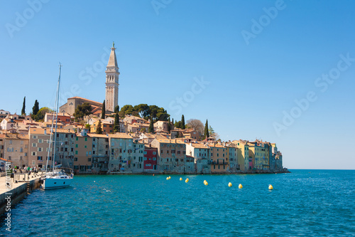 Rovinj, the romantic town in Croatia with the sea in the front.