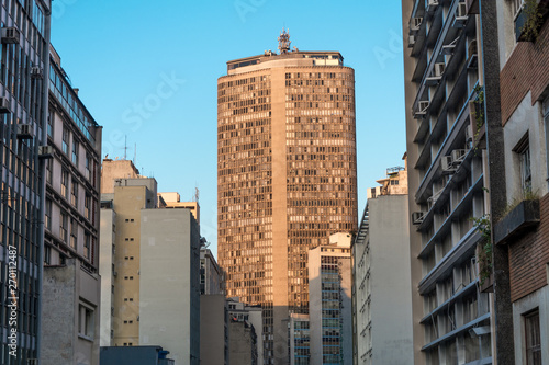 Sao Paulo, Brazil. Panoramic view of the famous skyscraper Italia Building (Edificio Italia), in Sao Paulo, Brazil.