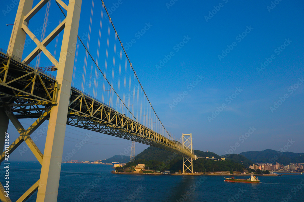 Naklejka premium Long steel bridge 