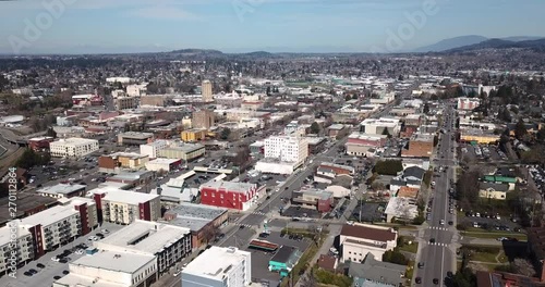 Aerial view Sahome to the Business District downtown city center core of Bellingham Washington photo
