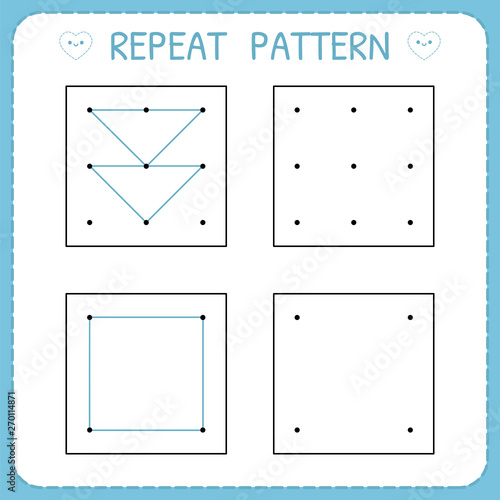 Preschool worksheet for practicing motor skills. Repeat pattern. Working page for children. Kindergarten educational game for kids