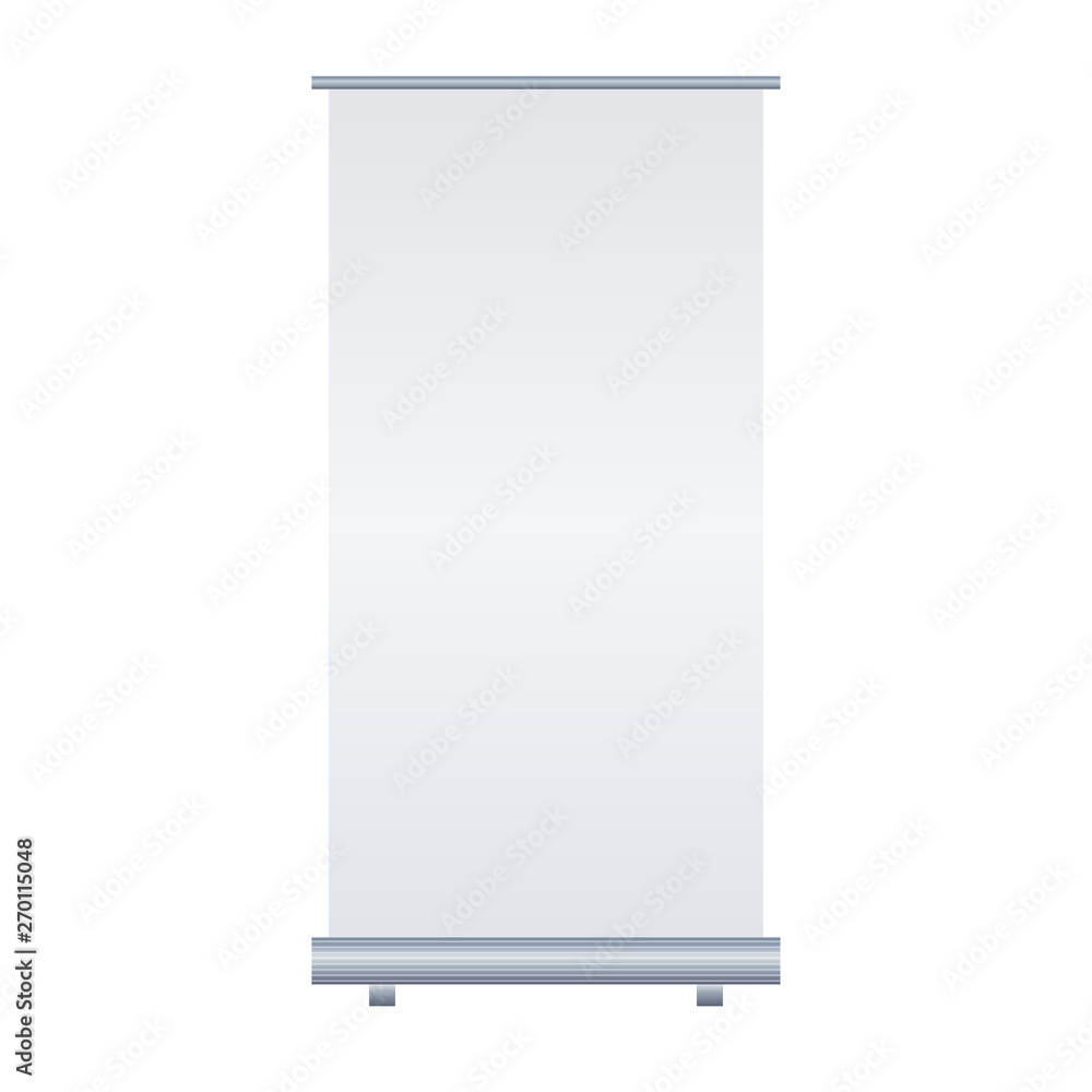 Blank roll-up banner isolated on white background. Design template blank for designers. Flipchart for training or promotional presentation. Vertical. Vector illustration EPS 10 Blank roll-up banner isolated on white background. Design template blank for designers. Flipchart for training or promotional presentation. Vertical. Vector illustration EPS 10