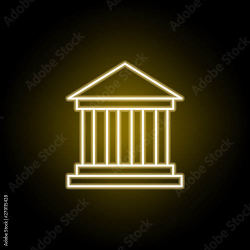 museum icon in neon style. Element of travel illustration. Signs and symbols can be used for web, logo, mobile app, UI, UX