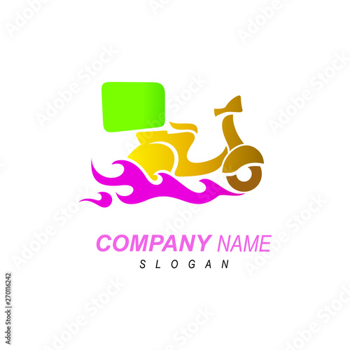 order delivery motorcycle logos quickly and on time,  motorcycle logo, speed symbols and delivery services