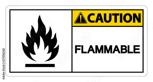 Caution Flammable Symbol Sign Isolate Isolate On White Background,Vector Illustration