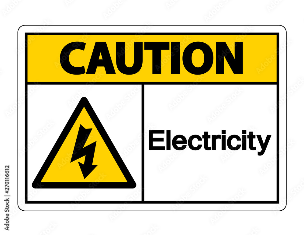 Caution Electricity Symbol Sign Isolate On White Background,Vector Illustration