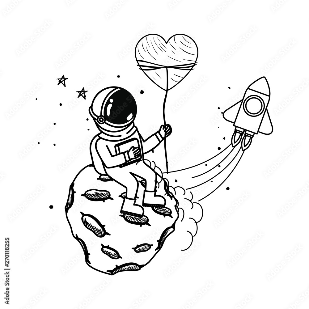 Obraz premium silhouette of astronaut with spacesuit in the space